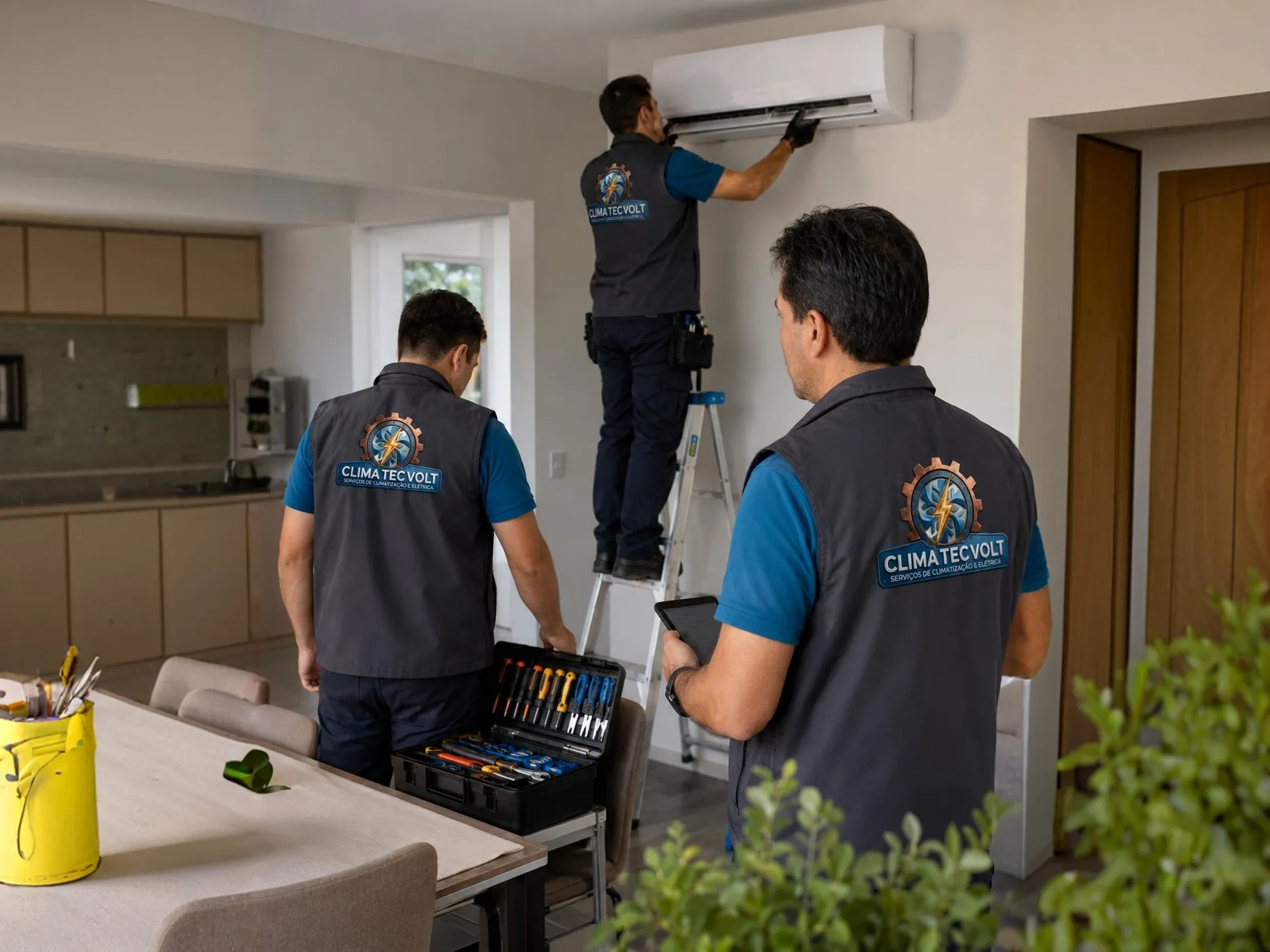 Equipe de climatização em serviço 3