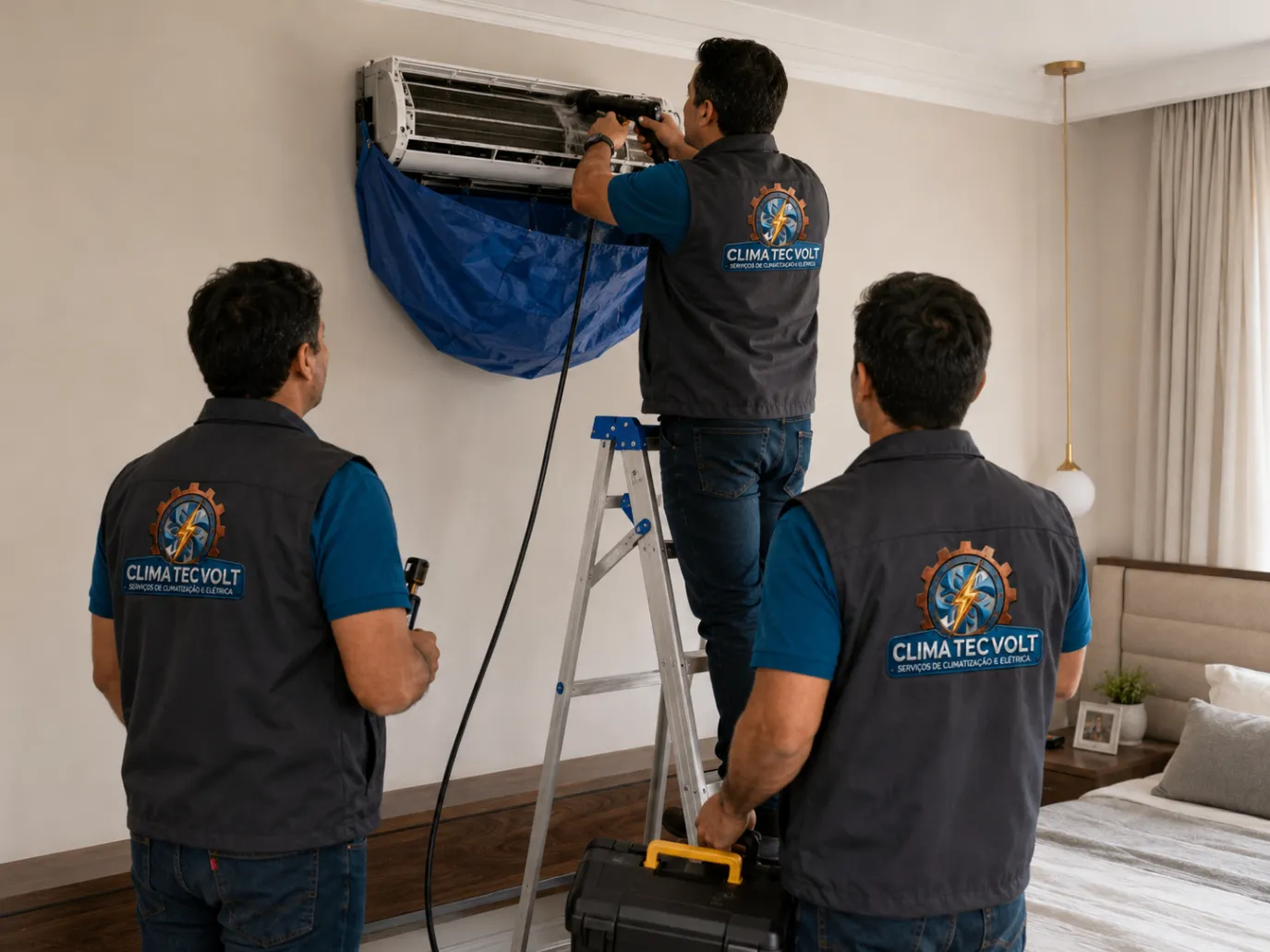 Equipe de climatização em serviço 4