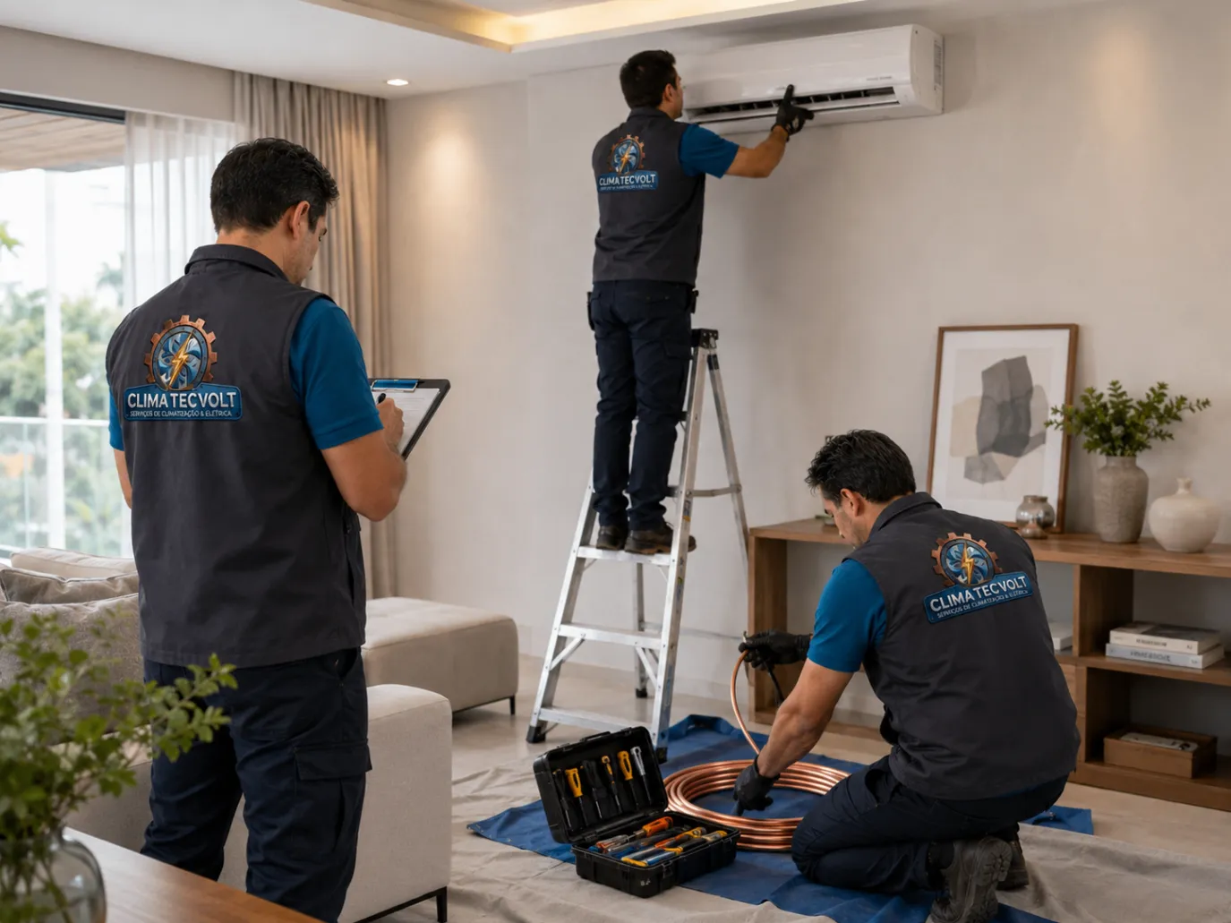 Equipe de climatização em serviço 5