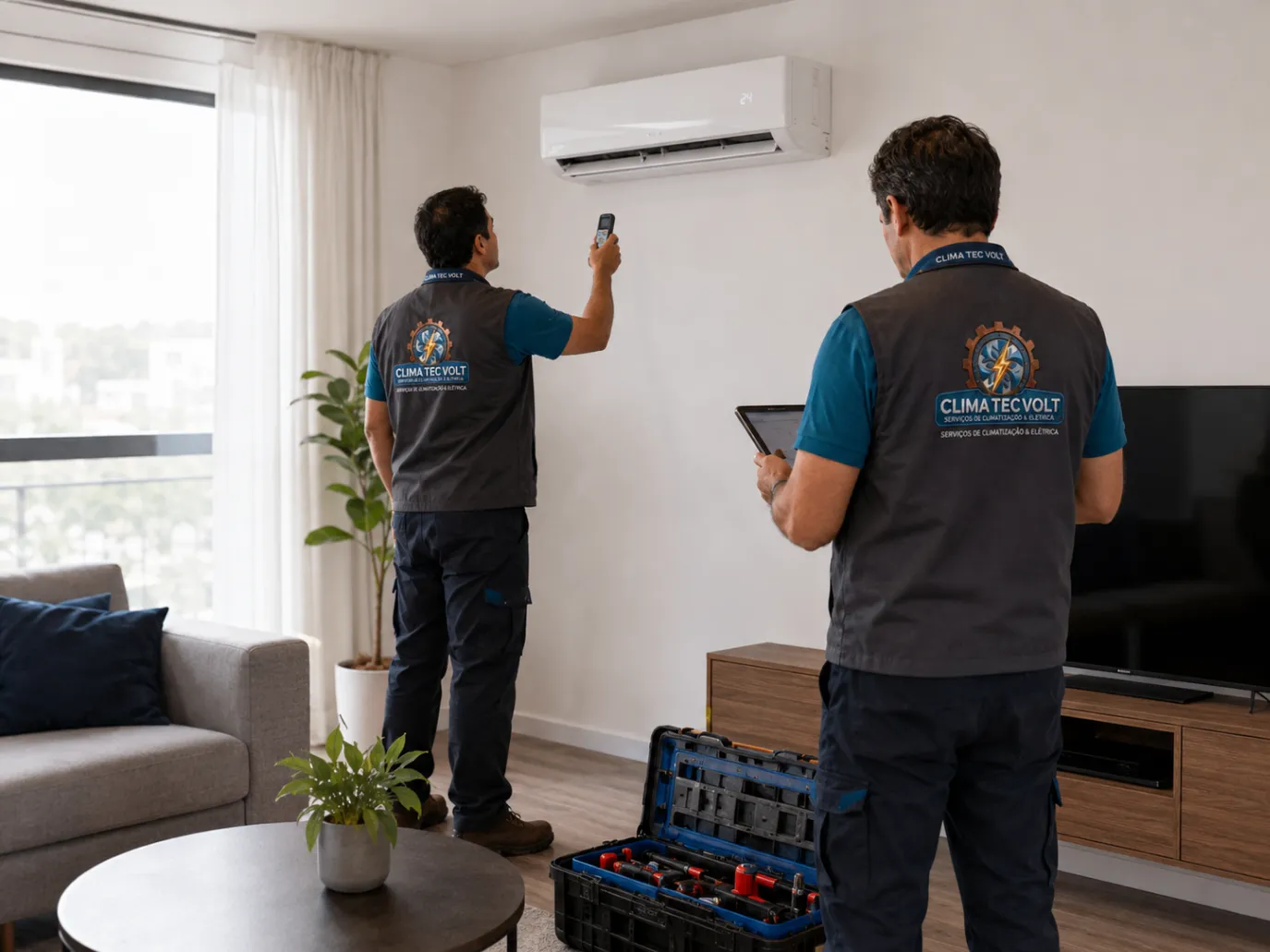 Equipe de climatização em serviço 6