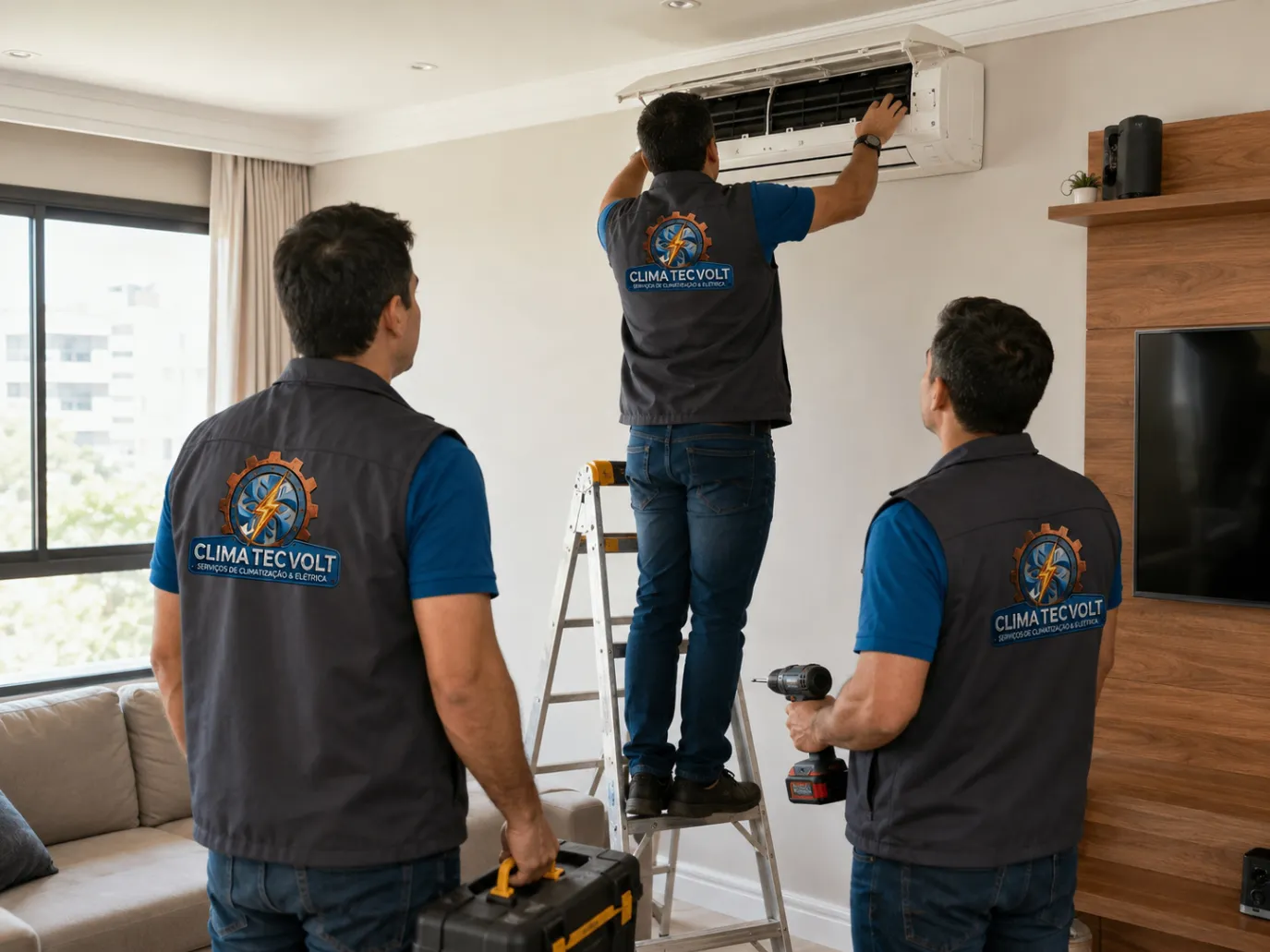 Equipe de climatização em serviço 7