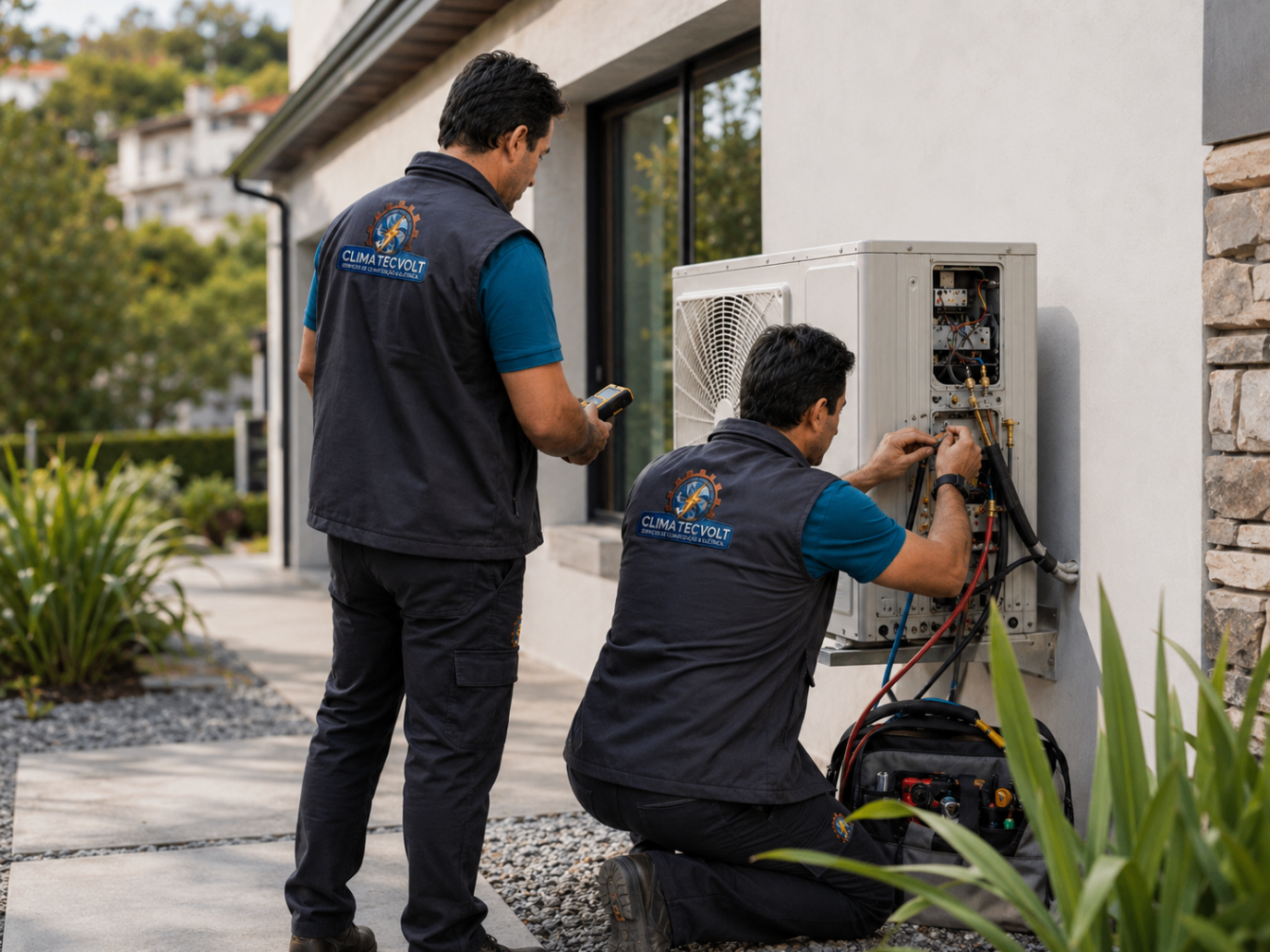 Equipe de climatização em serviço 9