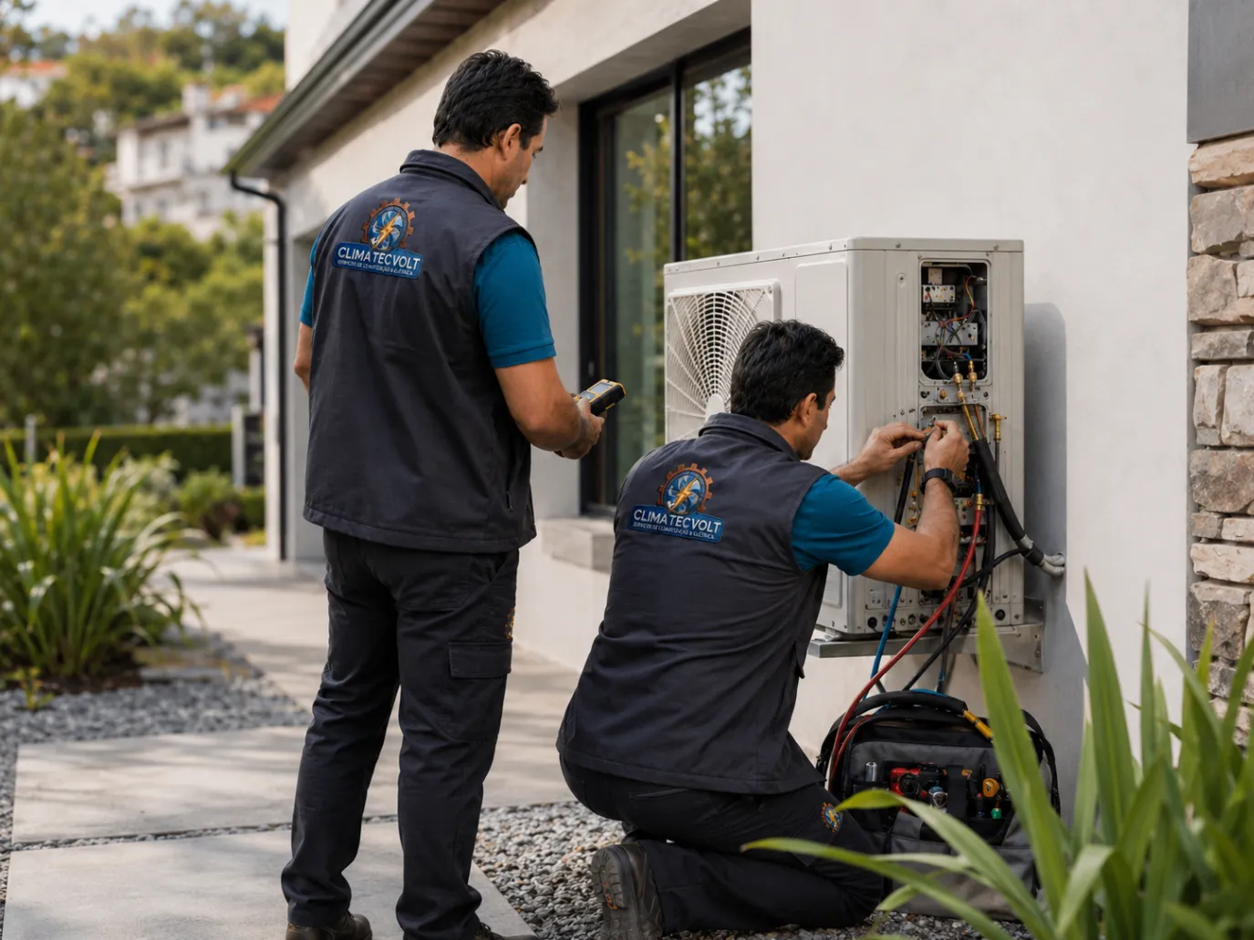 Equipe de climatização em serviço 9