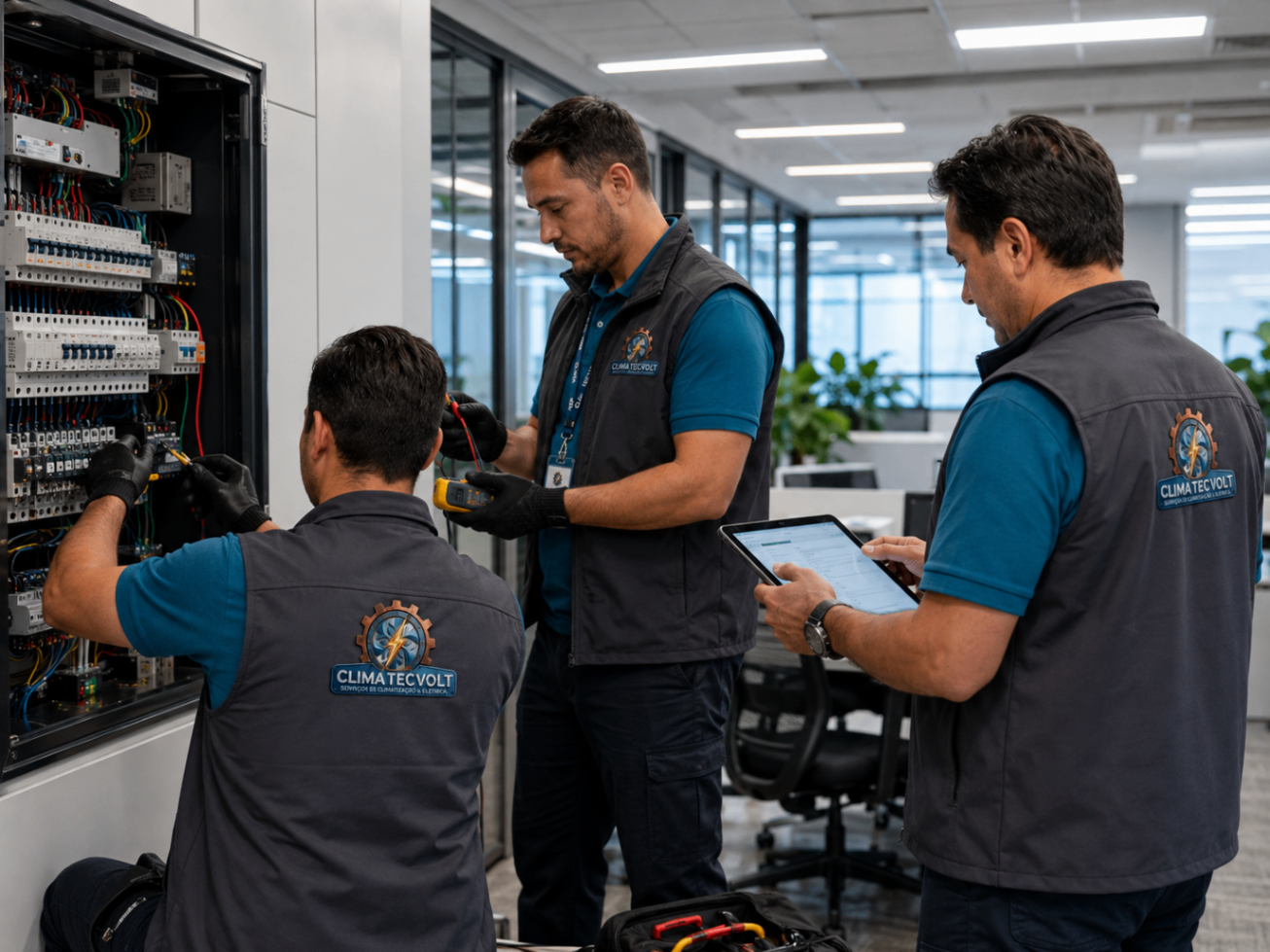 Equipe de elétrica em serviço 3