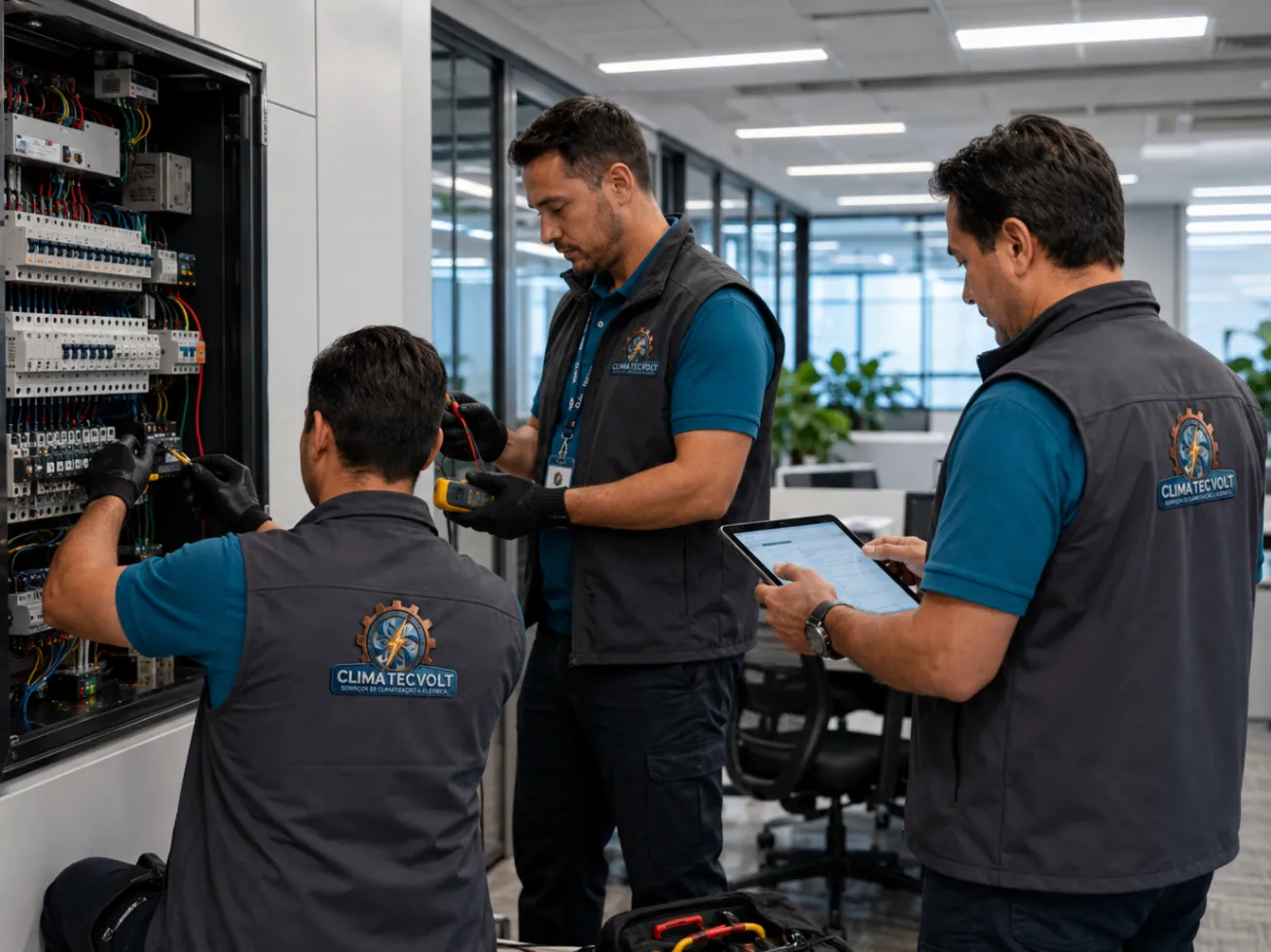Equipe de elétrica em serviço 3