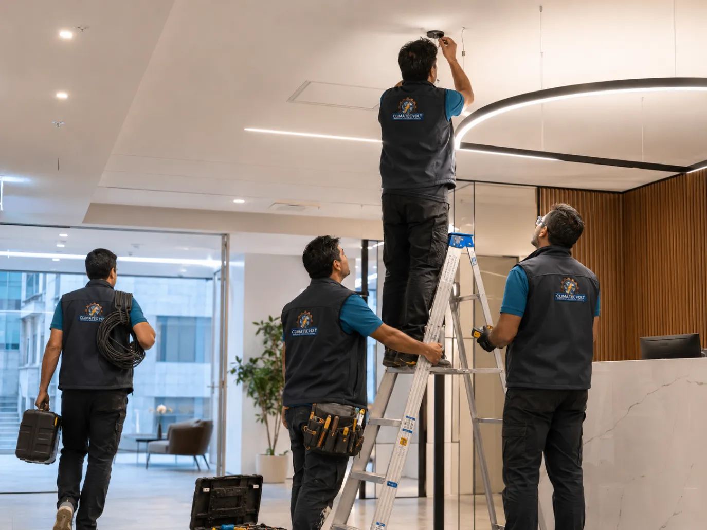 Equipe de elétrica em serviço 4