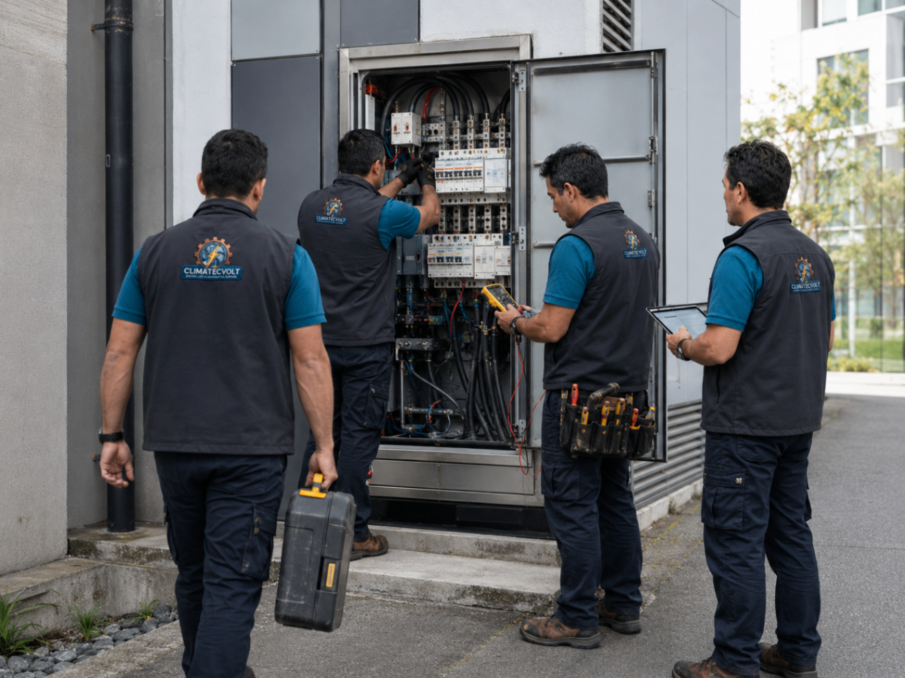Equipe de elétrica em serviço 7